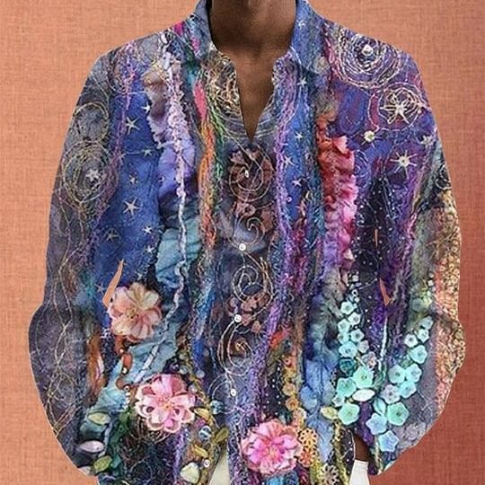 Neil – Casual Overhemd met Muzikale Noten en Bloemen