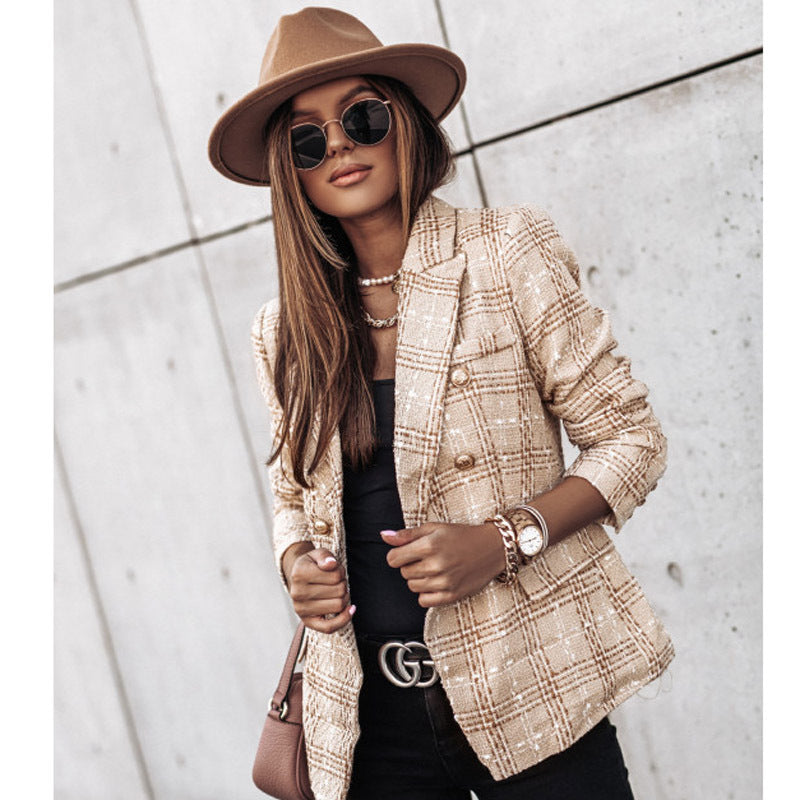 Julie – Kleine Slim-fit Blazer met Ruitpatroon