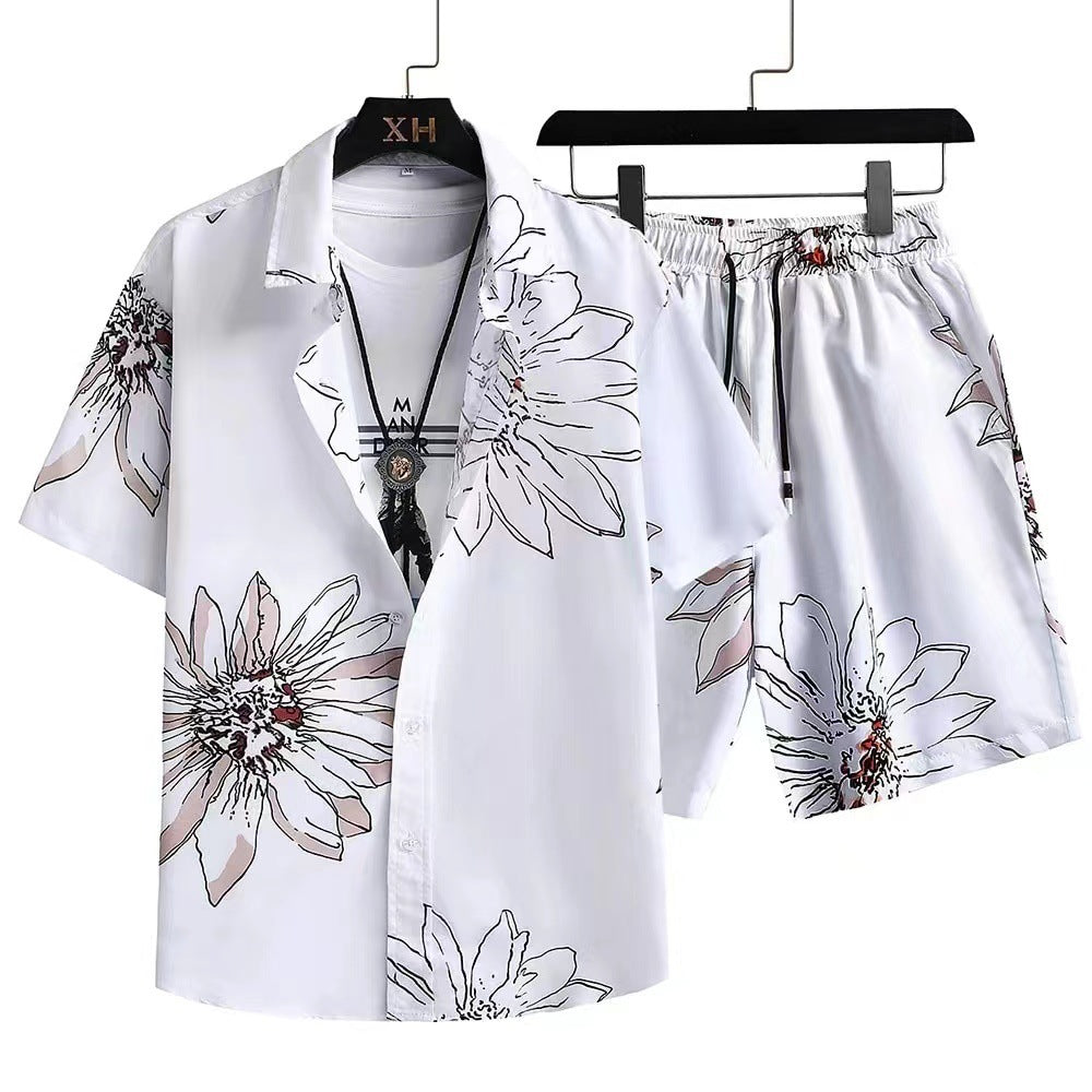 Heren Zomerset – Trendy Abstract Overhemd en Korte Broek – Casual Stijl voor Vakantie en Vrije Tijd