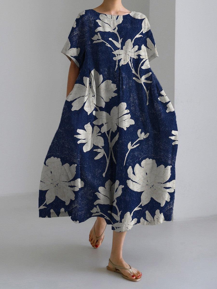 Lydia – Retro Stijl Lange Jurk met Kunstzinnig Geometrisch Patroon