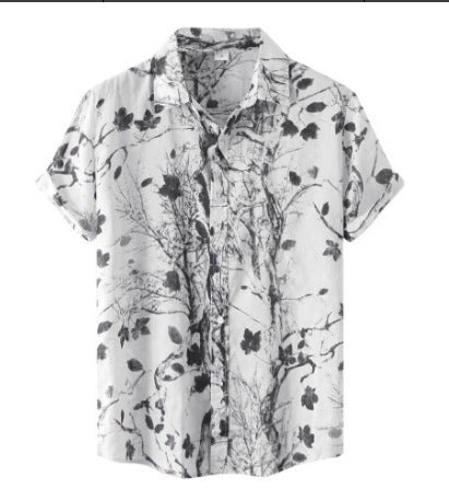 Heren Korte Mouwen Overhemd met Bloemenprint – Casual Stijl voor Zomer en Vakantie
