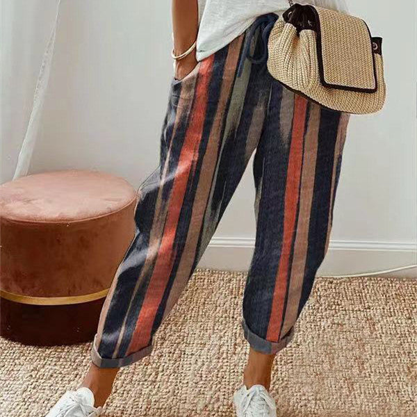 Dames Losvallende Broek met Print – Casual Comfort voor Zomer en Vrije Tijd