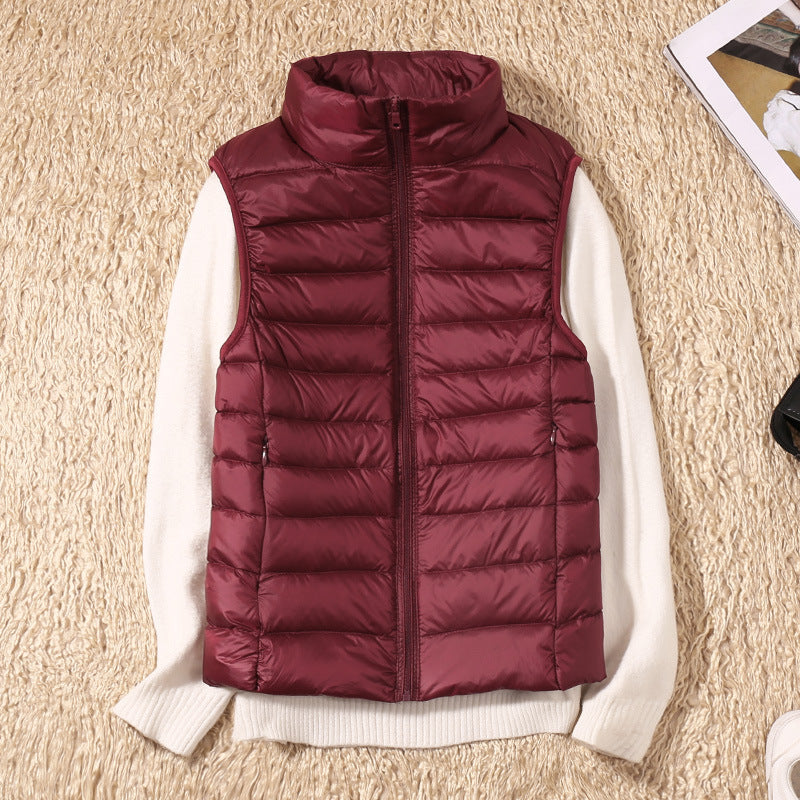 Natasha – Lichte Damesdonzen Bodywarmer met Opstaande Kraag