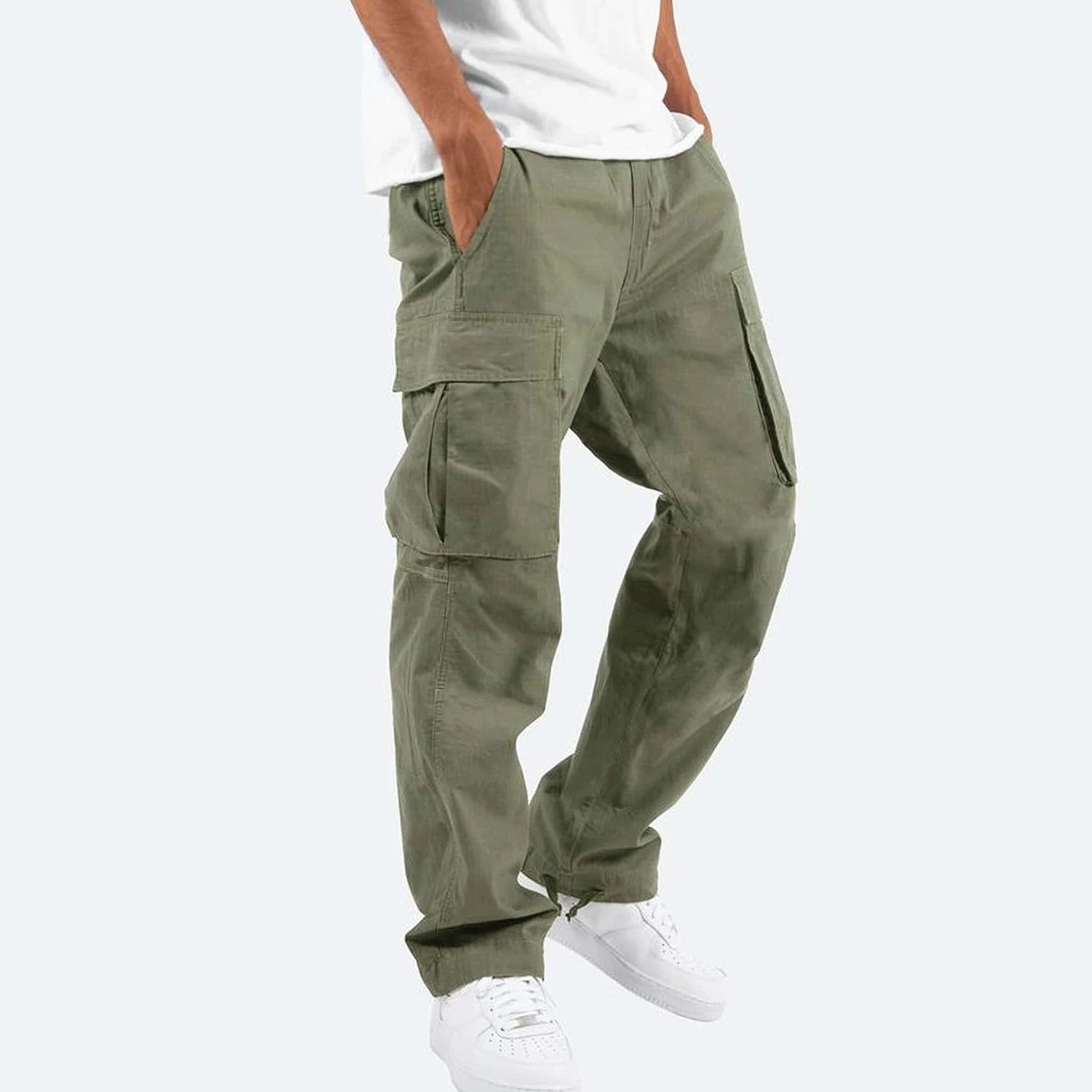 Heren Cargo Broek in Casual Streetwear Stijl met Multifunctionele Zakken