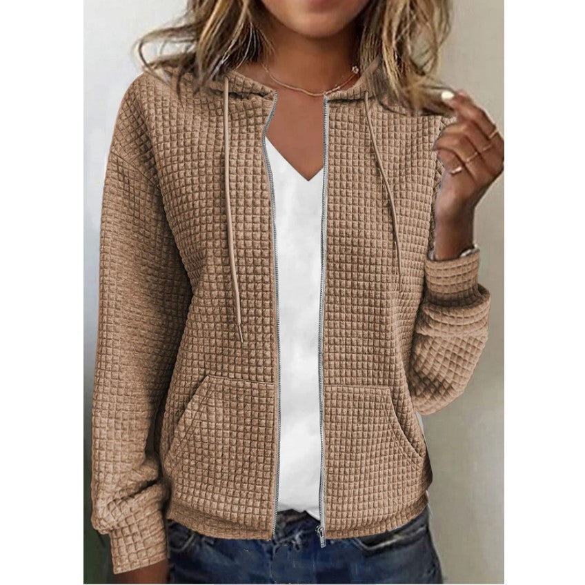 Lydia – Lange Mouwen Sweaterjas met Rits en Capuchon