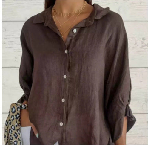 Losvallende dames blouse met lange mouwen – stijlvolle button-down shirt en tuniek top voor elke dag