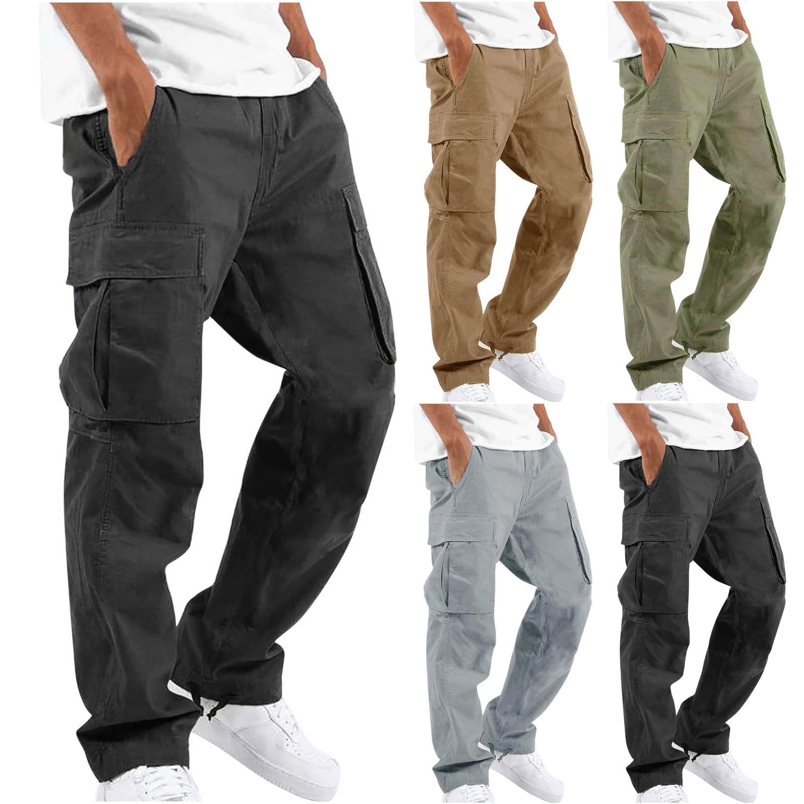 Heren Cargo Broek in Casual Streetwear Stijl met Multifunctionele Zakken