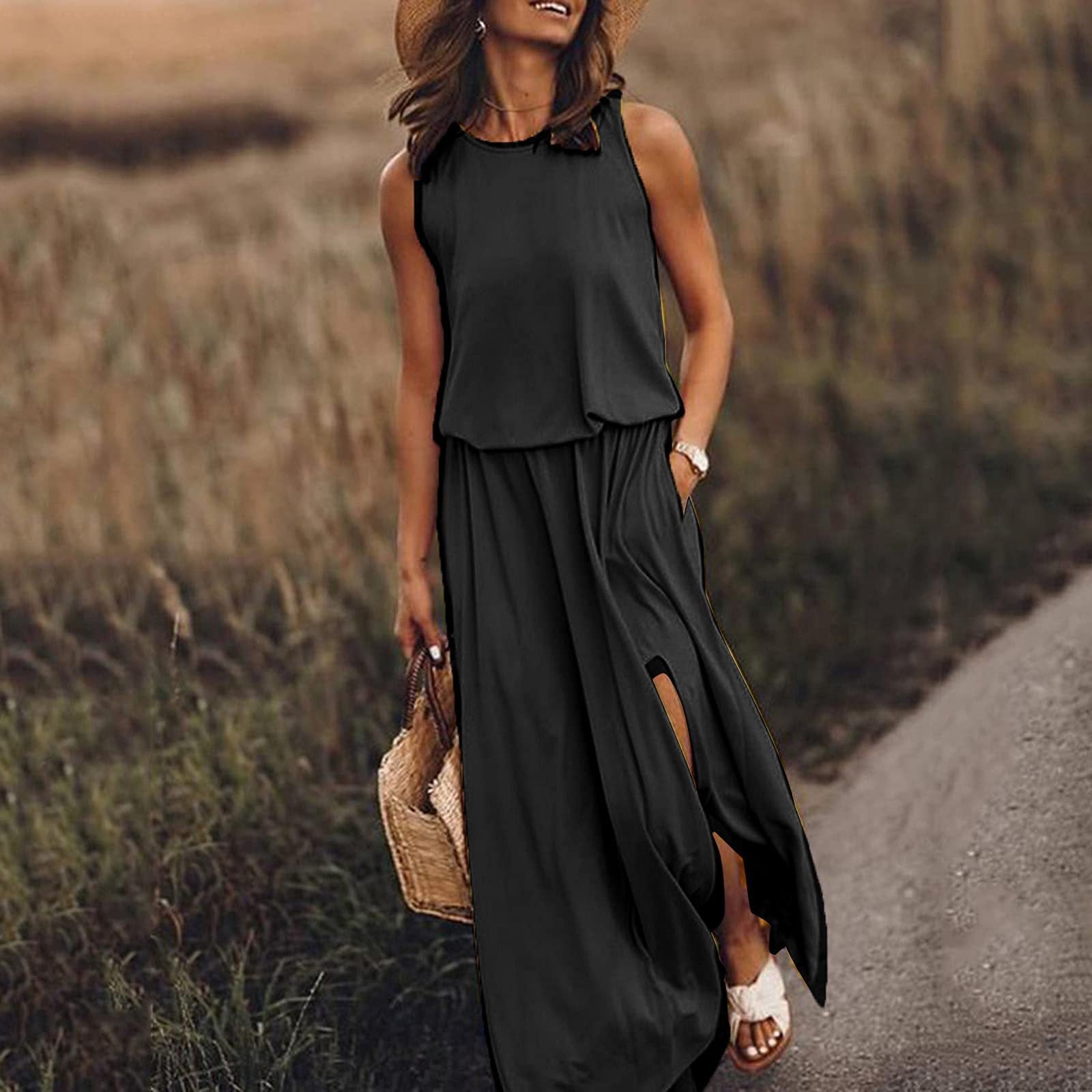 Dames zomerjurk met split – maxi dress voor strand, feest of bruiloft – elegante boho damesjurk in grote maten
