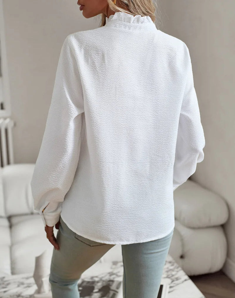 Dames Chique Ruffle Blouse – Casual & Zakelijk, Modieuze Lange Mouwen