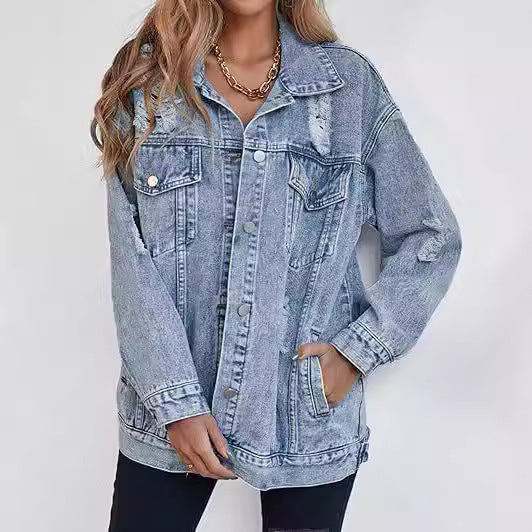 Michelle – Boyfriend-stijl Spijkerjack met Gescheurde Details