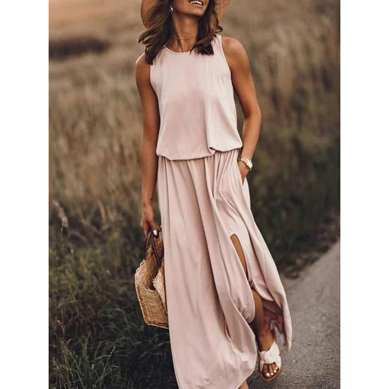 Dames zomerjurk met split – maxi dress voor strand, feest of bruiloft – elegante boho damesjurk in grote maten