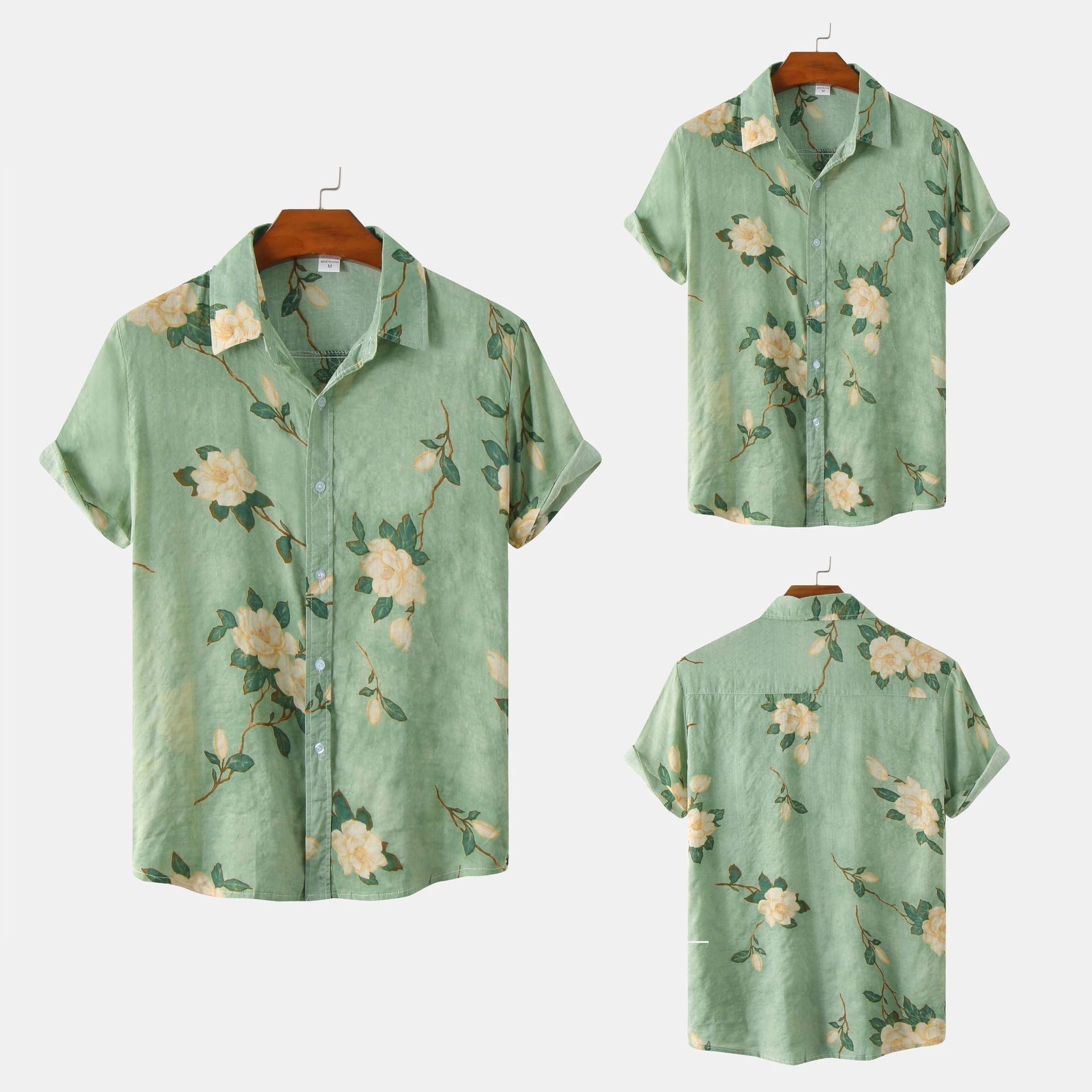 Heren Korte Mouwen Overhemd met Bloemenprint – Casual Stijl voor Zomer en Vakantie
