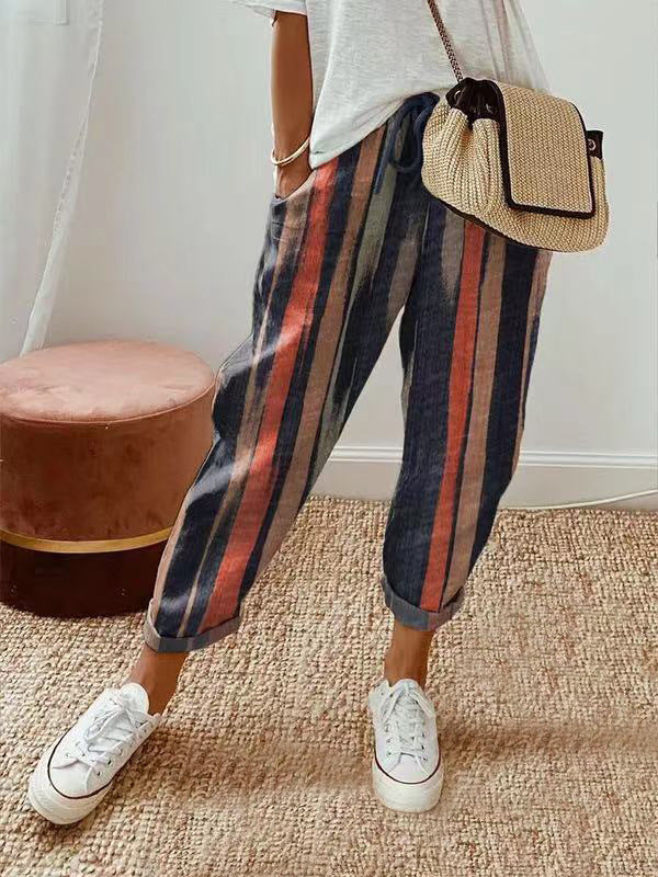 Dames Losvallende Broek met Print – Casual Comfort voor Zomer en Vrije Tijd
