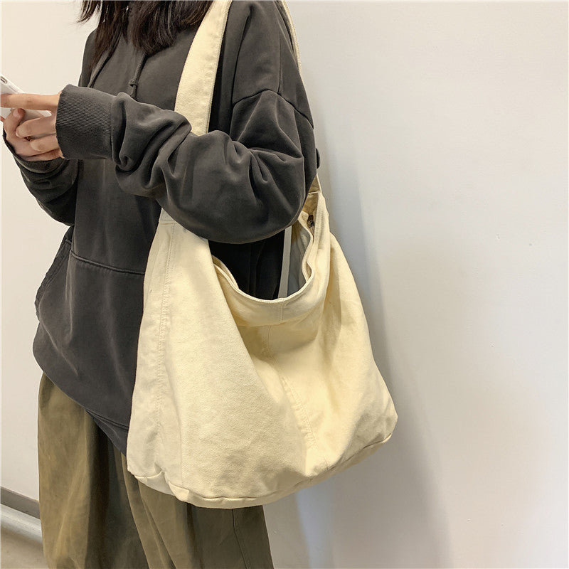 Casual Dames Oversized Canvas Schoudertas met Verstelbare Band