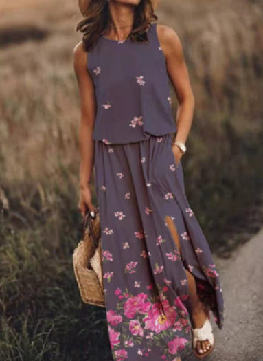 Dames zomerjurk met split – maxi dress voor strand, feest of bruiloft – elegante boho damesjurk in grote maten