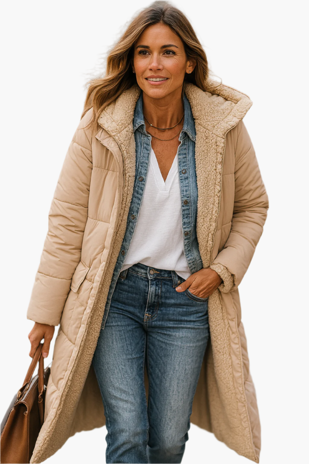 Dames Lange Winterjas Teddy Voering Stijlvol & Warm – Casual & Elegant