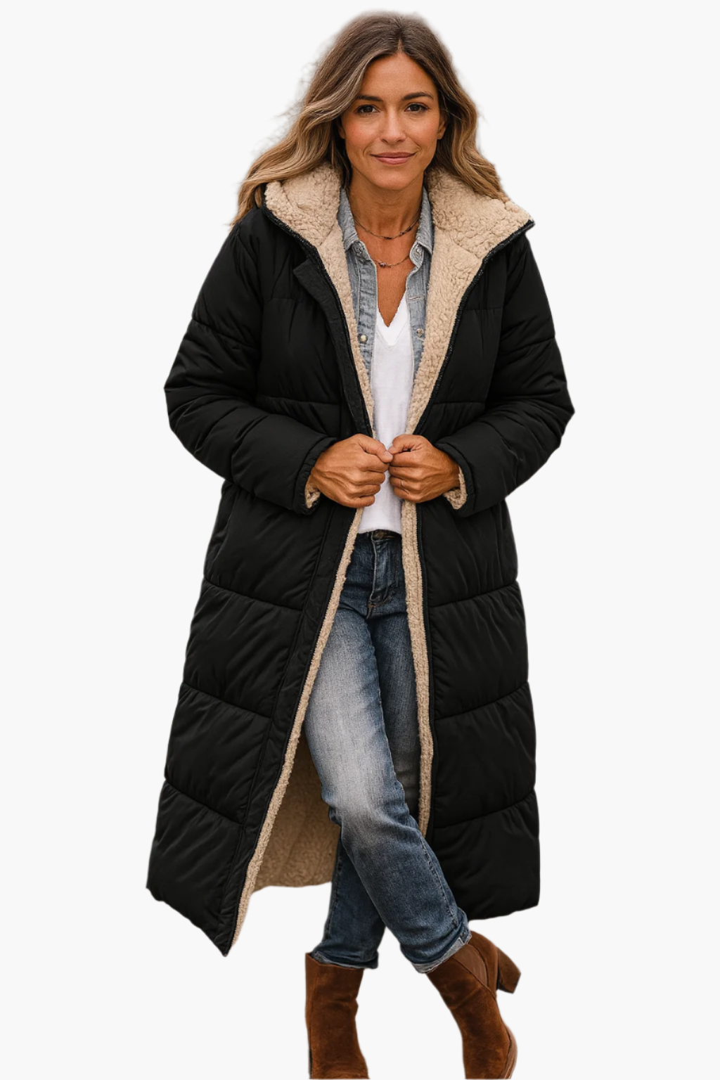 Dames Lange Winterjas Teddy Voering Stijlvol & Warm – Casual & Elegant
