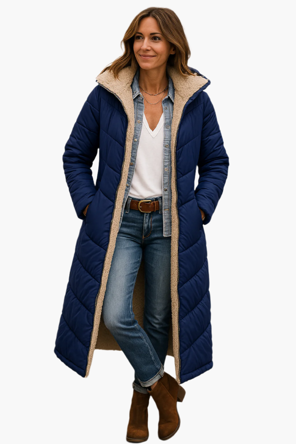 Dames Lange Winterjas Teddy Voering Stijlvol & Warm – Casual & Elegant