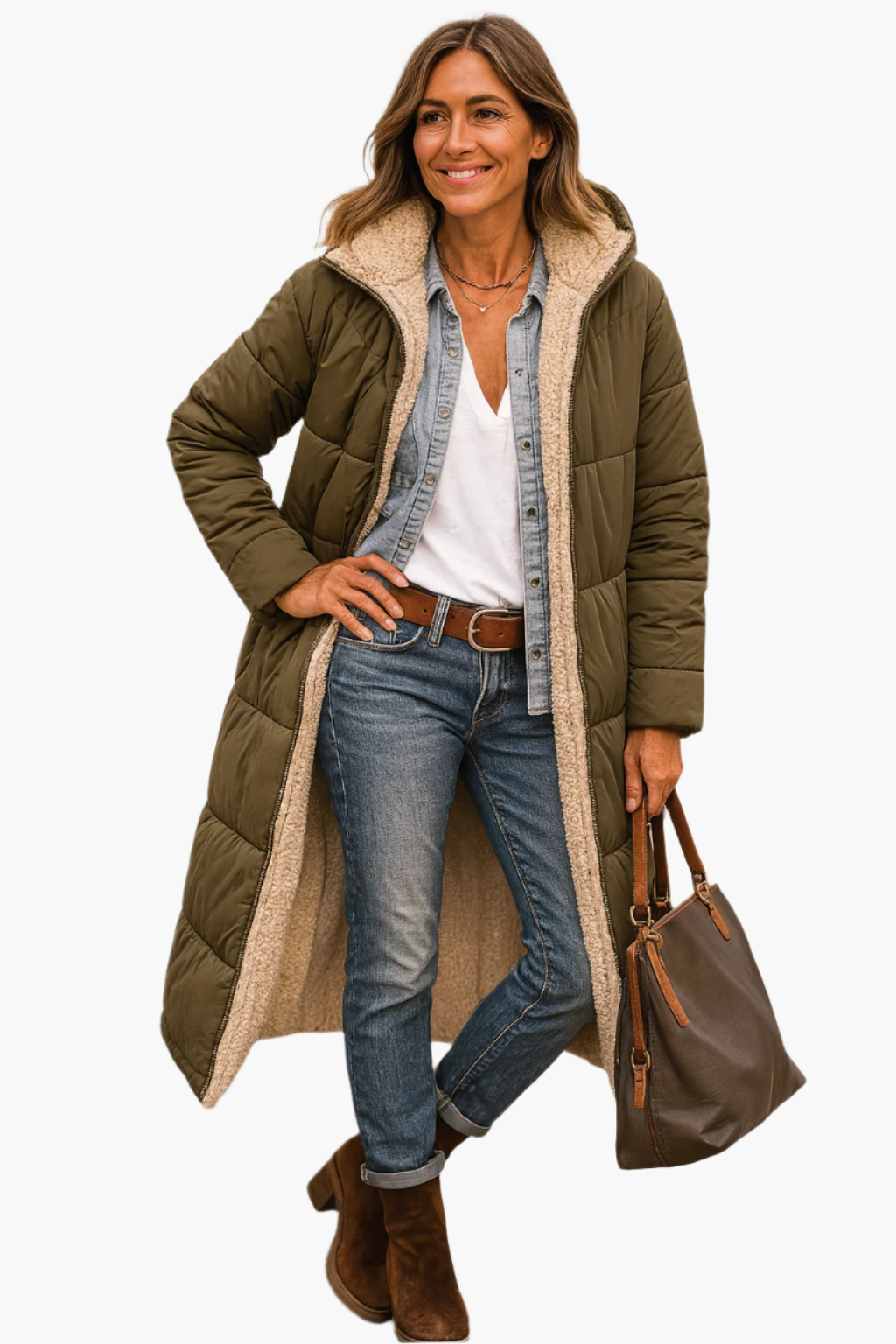 Dames Lange Winterjas Teddy Voering Stijlvol & Warm – Casual & Elegant
