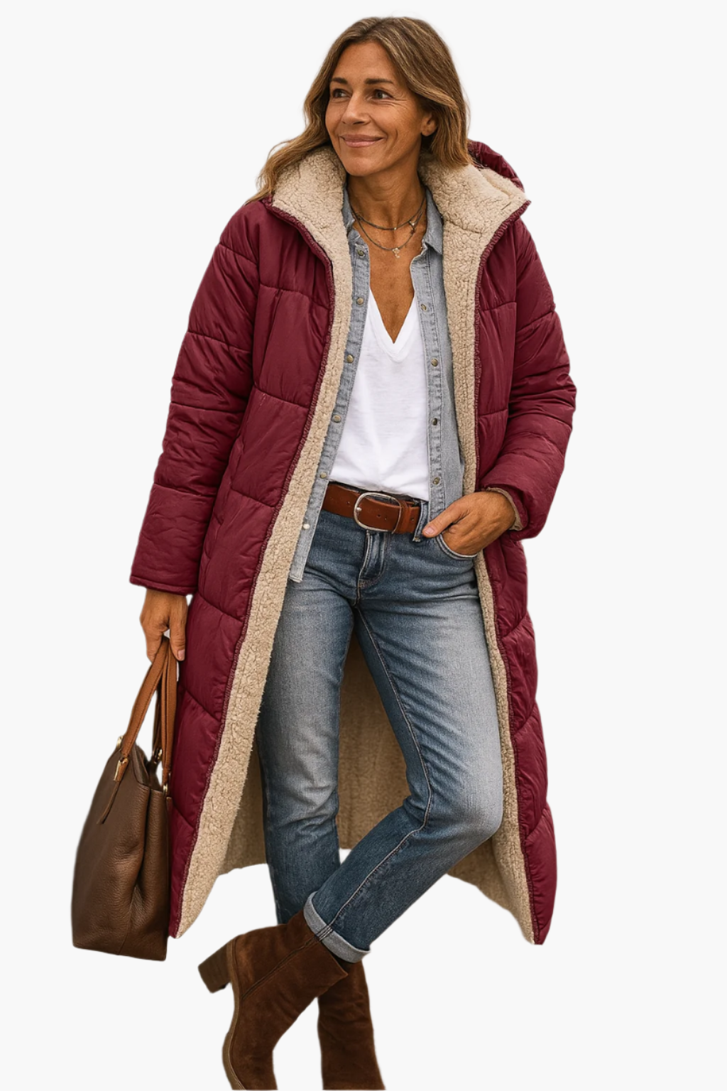 Dames Lange Winterjas Teddy Voering Stijlvol & Warm – Casual & Elegant