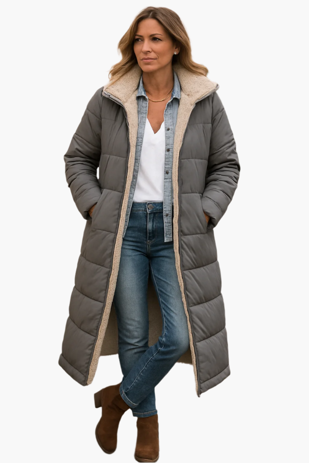 Dames Lange Winterjas Teddy Voering Stijlvol & Warm – Casual & Elegant