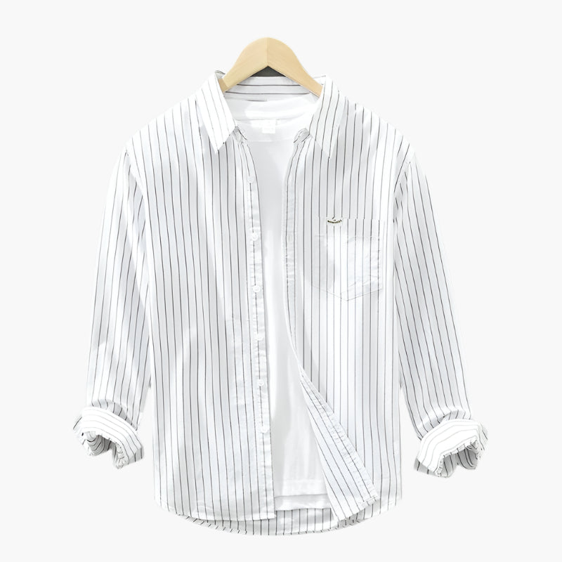 Heren Casual Gestreepte Overhemd – Elegant Comfort voor Zomer & Vrije Tijd