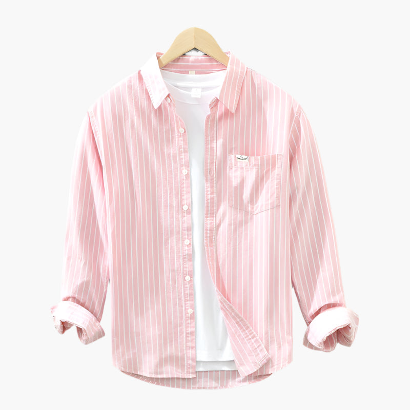 Heren Casual Gestreepte Overhemd – Elegant Comfort voor Zomer & Vrije Tijd