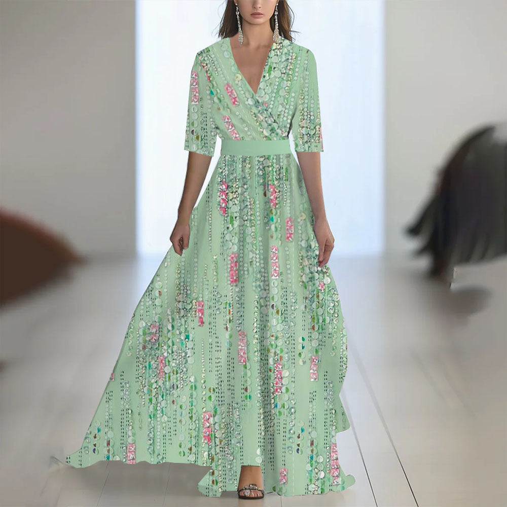 Dames Elegante Maxi Jurk met Plissé Stijl – Perfect voor Lente en Zomerfeesten