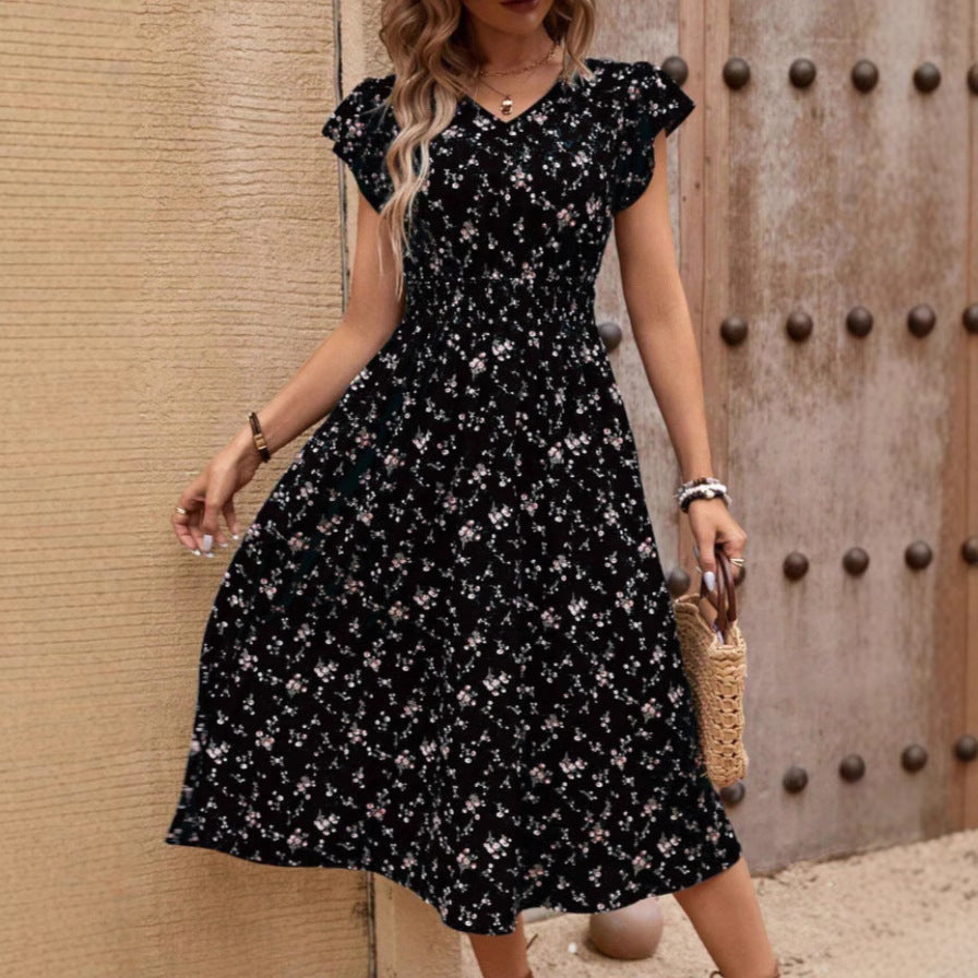 Jane – Elegante V-hals Jurk met Roesjes