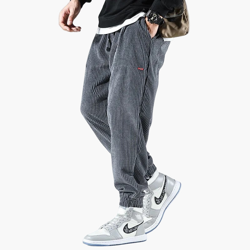 Heren Comfortabele Corduroy Joggingbroek Relaxed Fit voor Vrije Tijd en Sport