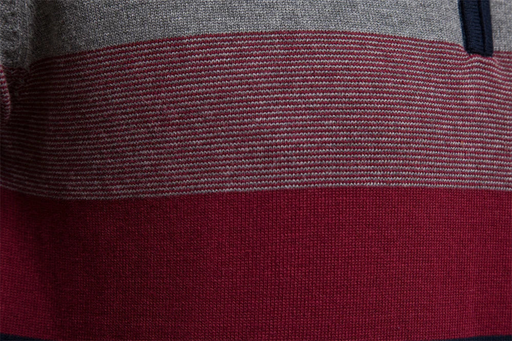 Heren Gebreide Trui met Kwart-Rits – Modieuze Streepdesign – Casual & Zakelijk