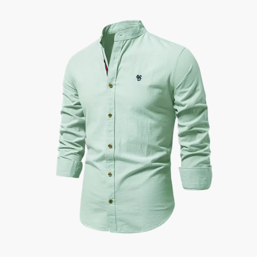 Heren Overhemd Casual Stijlvolle Lange Mouw Kraagloos