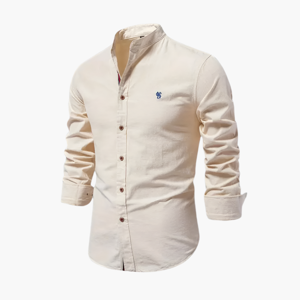 Heren Overhemd Casual Stijlvolle Lange Mouw Kraagloos