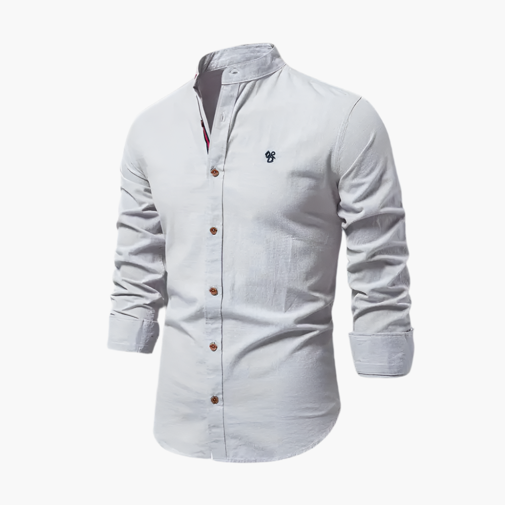 Heren Overhemd Casual Stijlvolle Lange Mouw Kraagloos