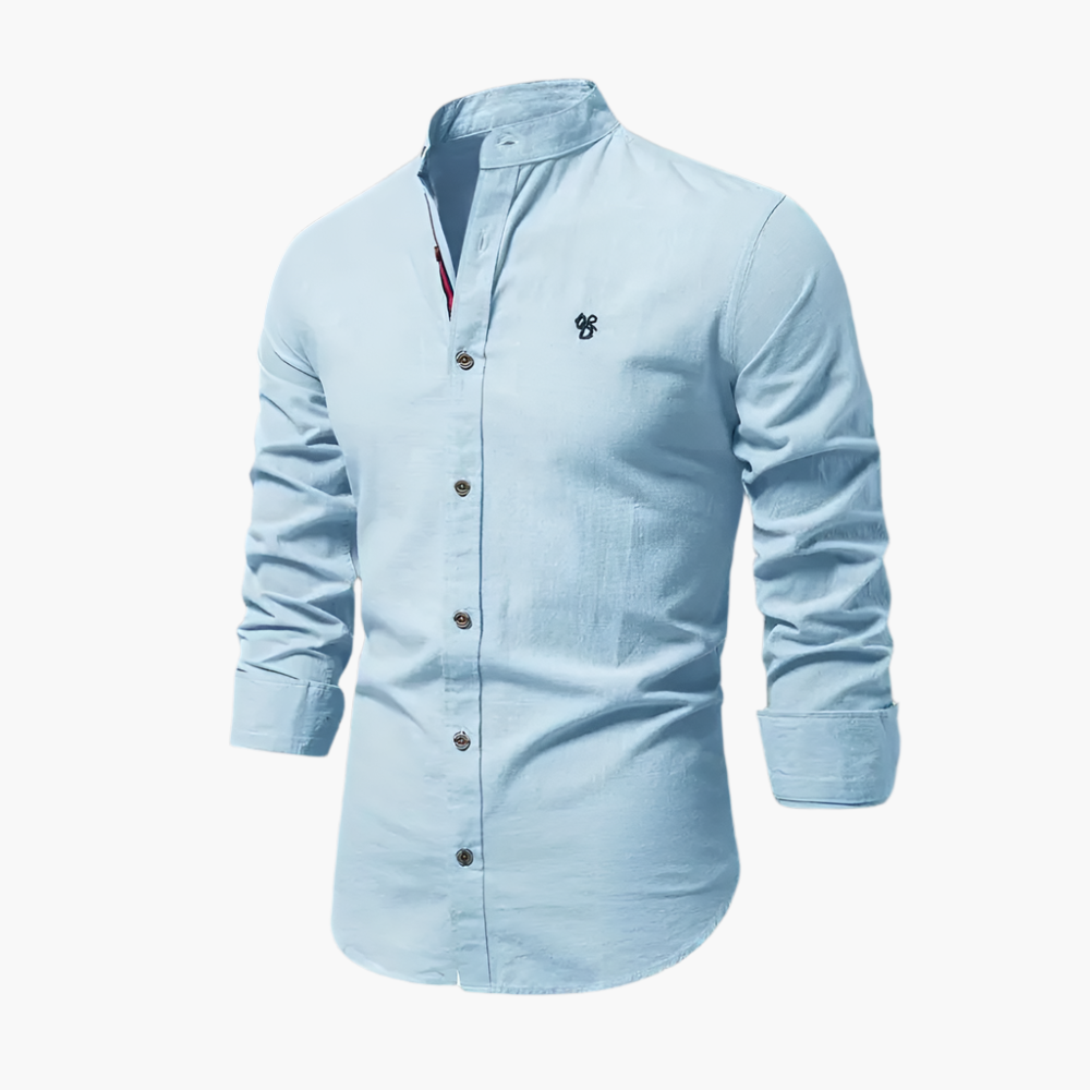Heren Overhemd Casual Stijlvolle Lange Mouw Kraagloos