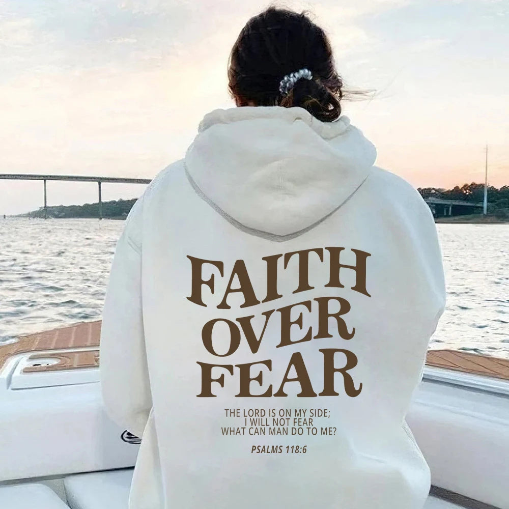 Faith Over Fear unisex hoodie – comfortabele casual hoodie met print voor heren en dames