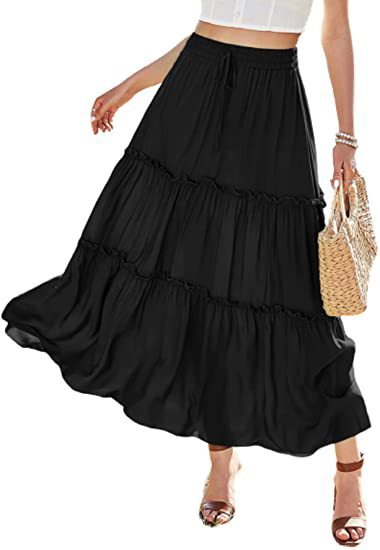 Tanya – Elastische Hoge Taille A-Lijn Geplooide Casual Maxi Jurk
