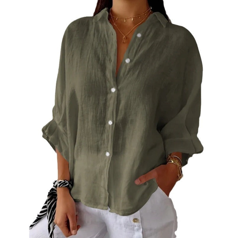 Losvallende dames blouse met lange mouwen – stijlvolle button-down shirt en tuniek top voor elke dag
