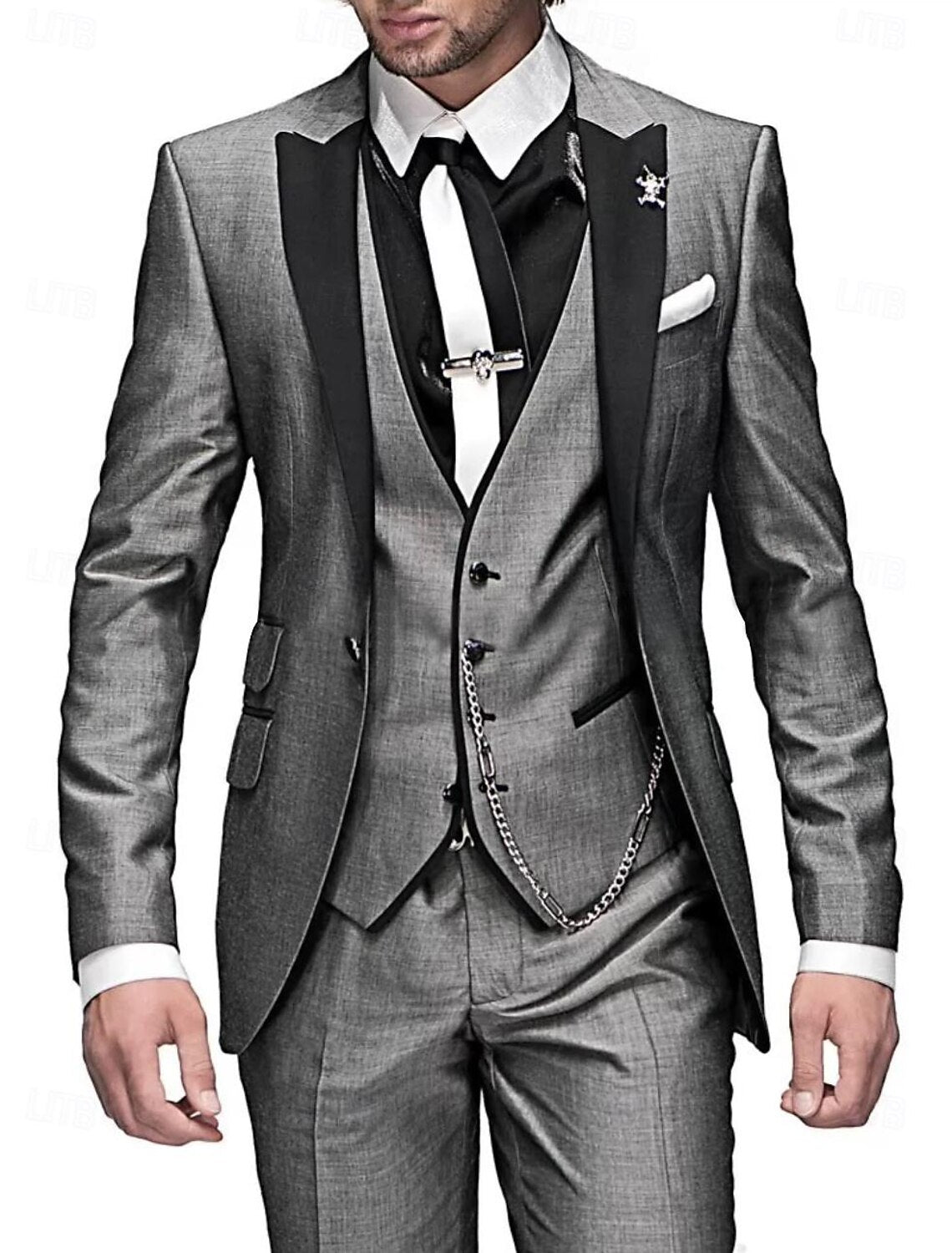 Heren 3-delig Pak – Modern Slim Fit Kostuum voor Feest, Bruiloft & Zakelijk