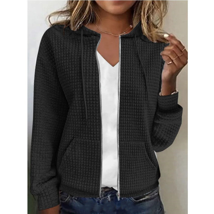 Lydia – Lange Mouwen Sweaterjas met Rits en Capuchon