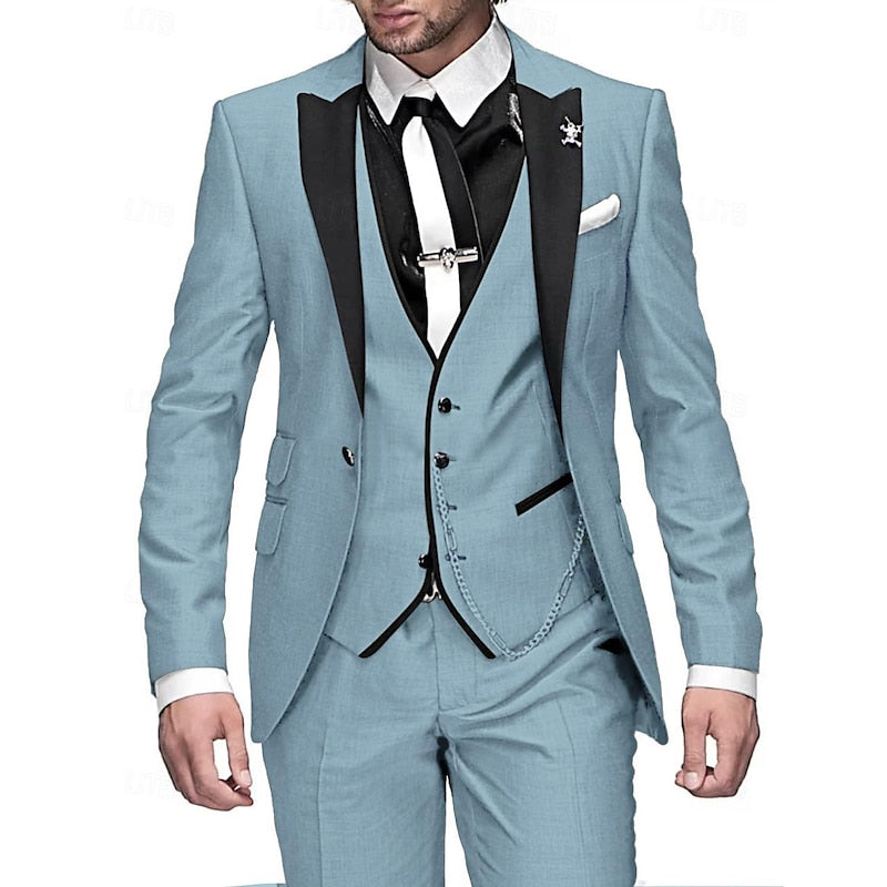 Heren 3-delig Pak – Modern Slim Fit Kostuum voor Feest, Bruiloft & Zakelijk