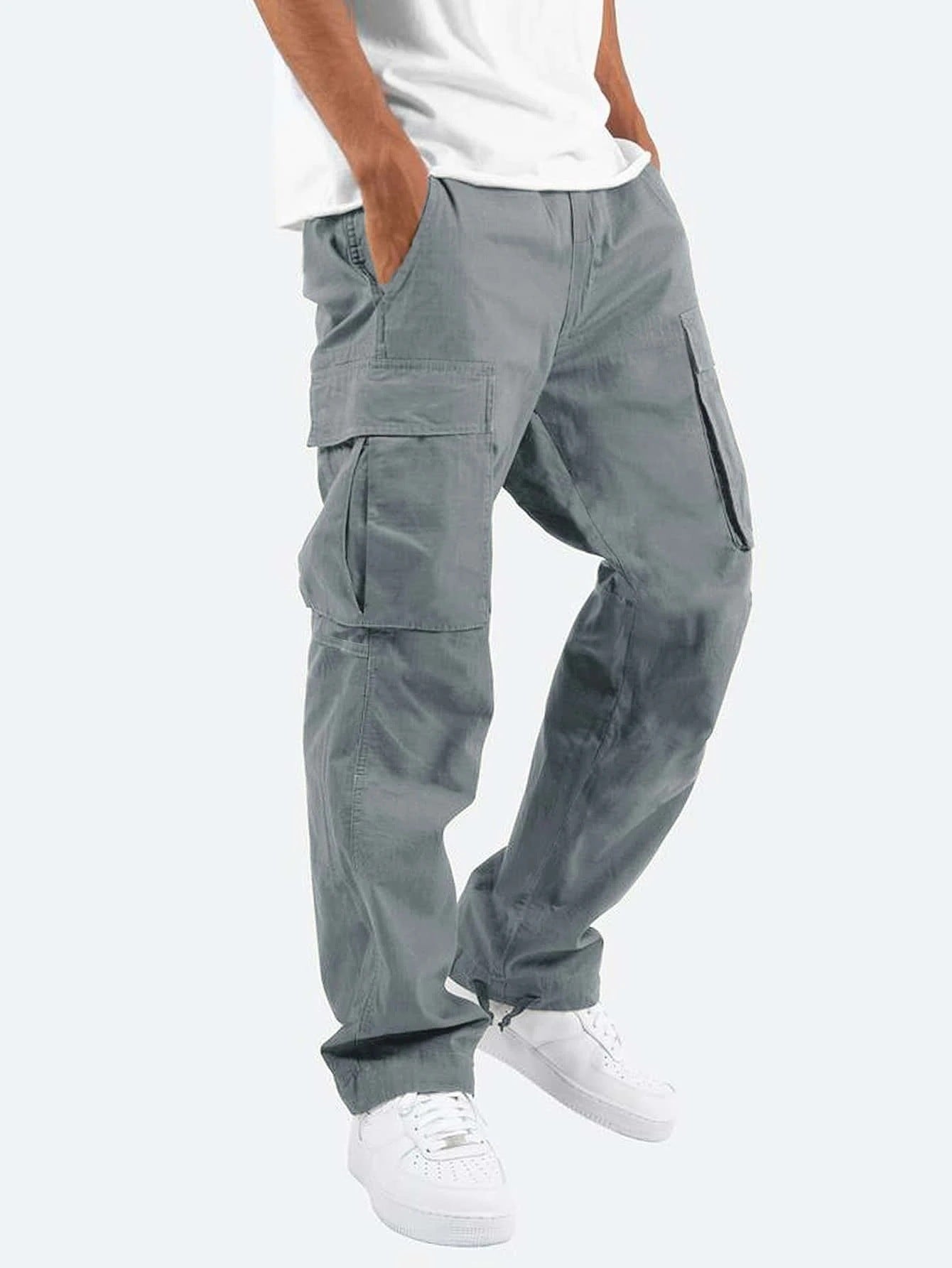 Heren Cargo Broek in Casual Streetwear Stijl met Multifunctionele Zakken