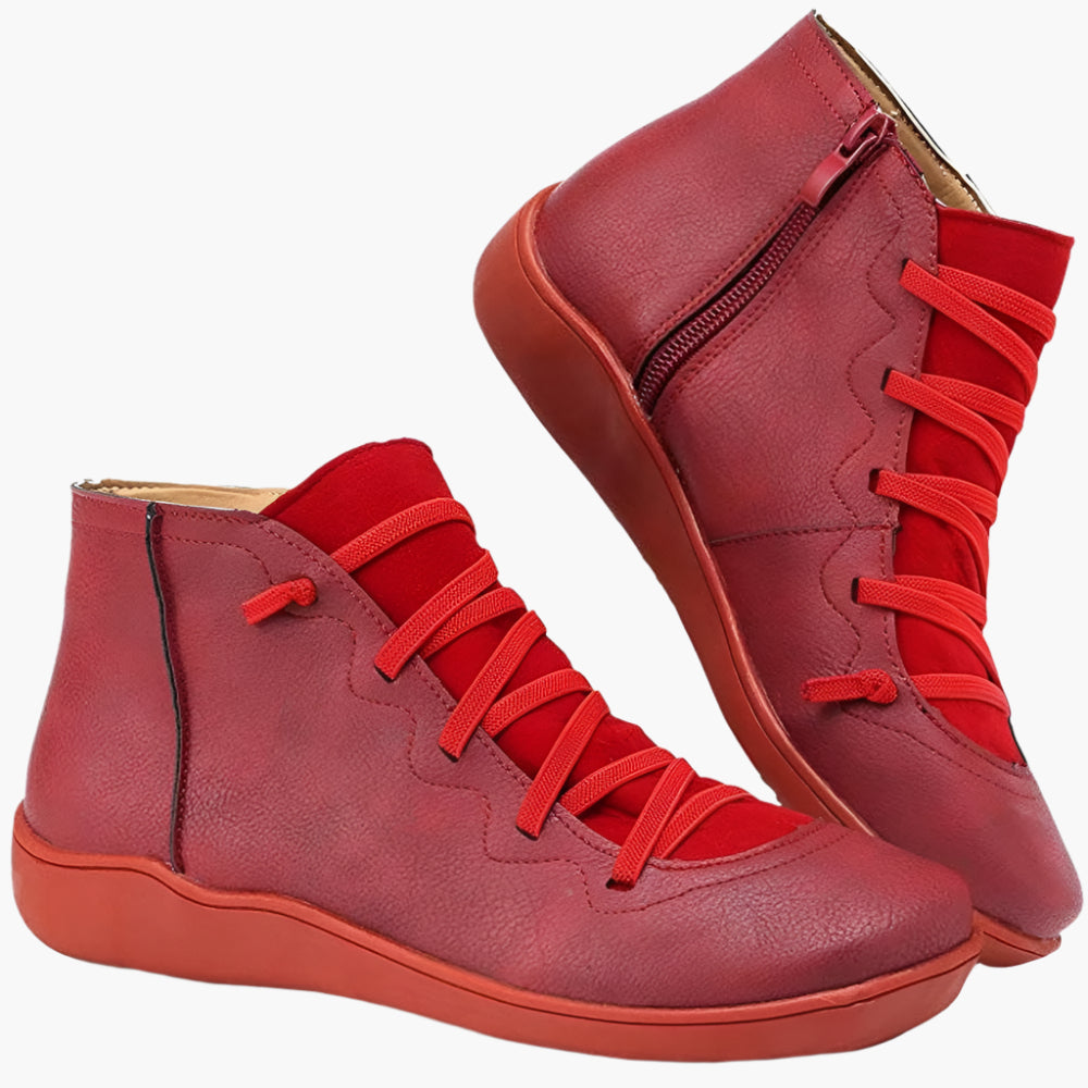 Dames Ortho Comfort Enkelboots – Stijlvolle Orthopedische Veterschoenen voor Dagelijks Gebruik