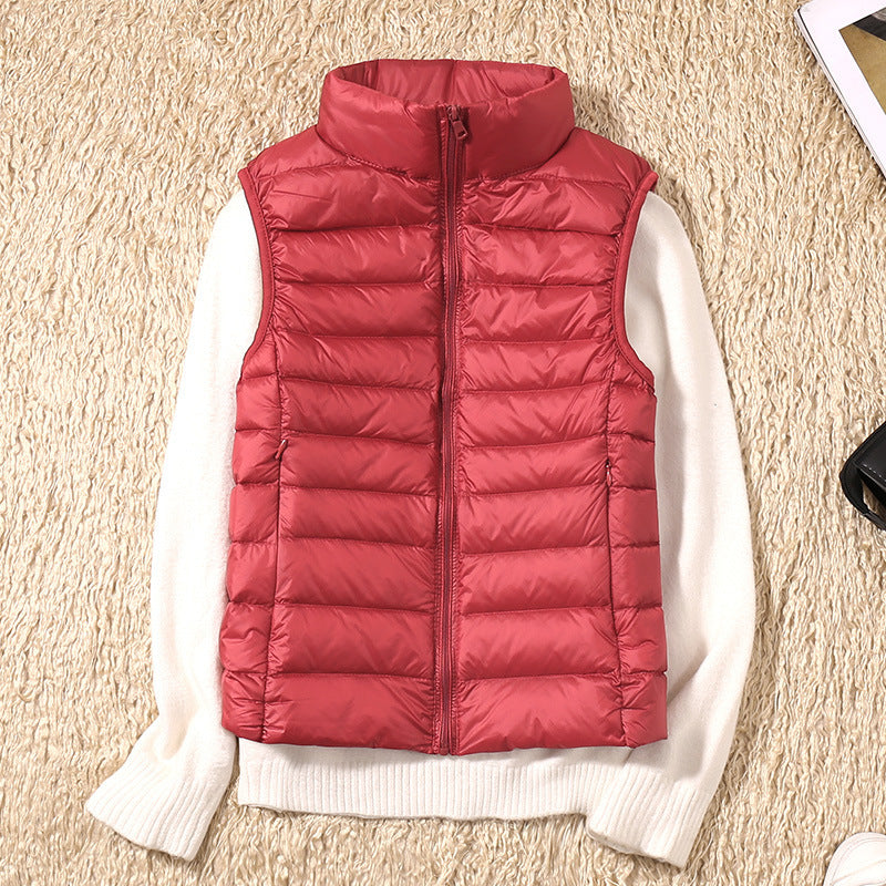 Natasha – Lichte Damesdonzen Bodywarmer met Opstaande Kraag