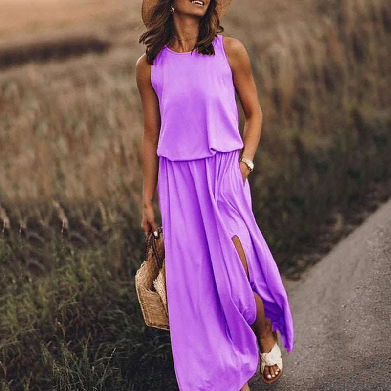Dames zomerjurk met split – maxi dress voor strand, feest of bruiloft – elegante boho damesjurk in grote maten