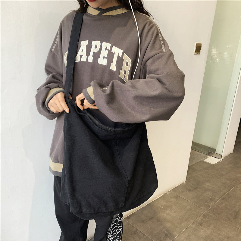 Casual Dames Oversized Canvas Schoudertas met Verstelbare Band