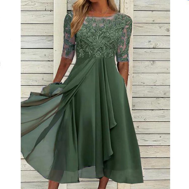 Sophie – Chiffon Stiksels Kant Holle Avondjurk voor Dames