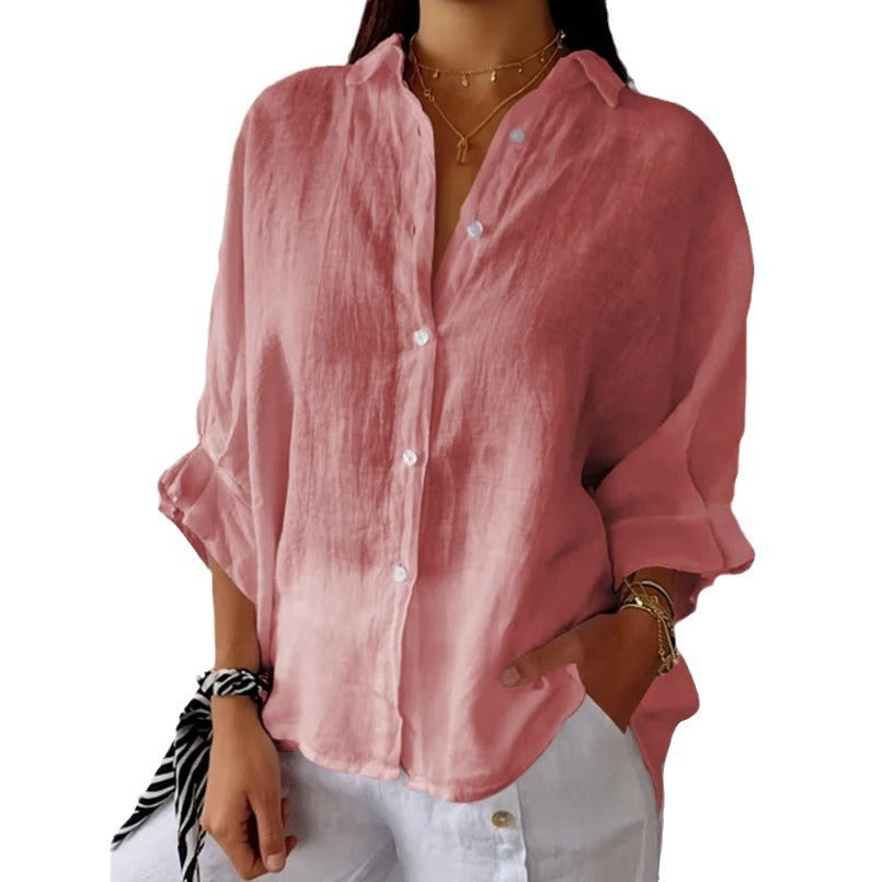 Losvallende dames blouse met lange mouwen – stijlvolle button-down shirt en tuniek top voor elke dag