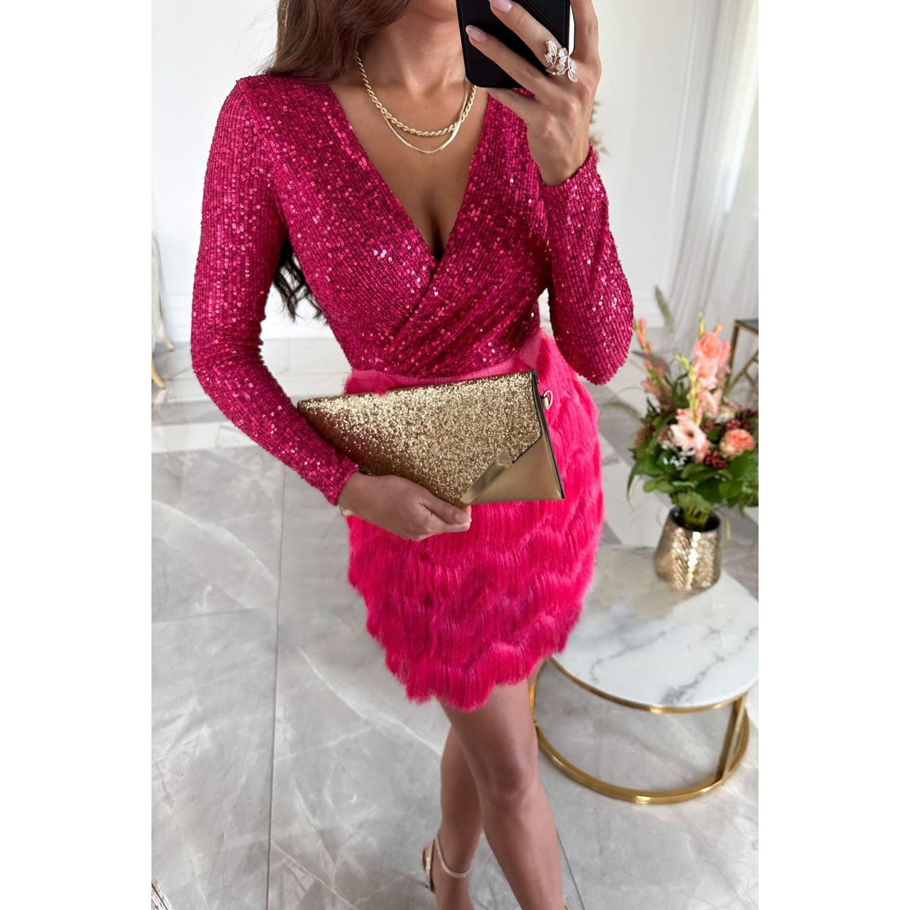 Christine – Multicolor Sequin Jurk voor Feestjes