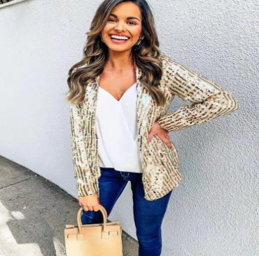 Heather – Pailletten Blazer met Lange Mouwen